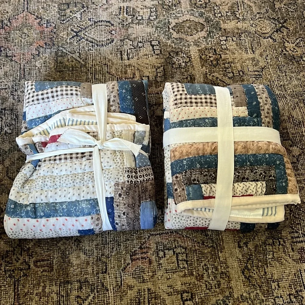 Pottery Barn Lassen Handcrafted Quilted Sham Euro Size Set of 2 Patchwork NEW